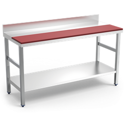 Mesa prepar.mural fb.roja c/ent.1500x600x850 mm.