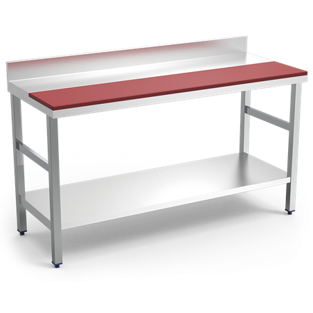 Mesa prepar.mural fb.roja c/ent.1500x700x850 mm.