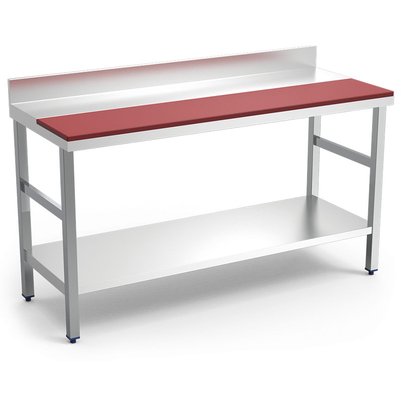 Mesa prepar.mural fb.roja c/ent.1500x800x850 mm.