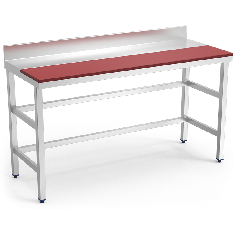 Mesa prepar.mural fb.roja s/ent.2000x800x850 mm.