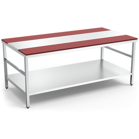 Mesa despiece fb.roja c/entrep.1500x1300x850 mm.