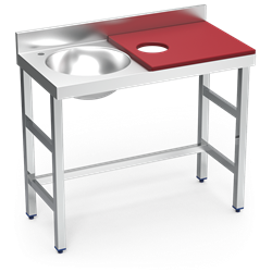 Mesa preparación y lavado fb rj cubeta izda. 1000x500x850 mm.