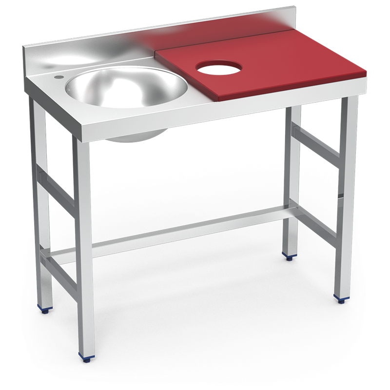 Mesa preparación y lavado fb rj cubeta izda. 1000x500x850 mm.