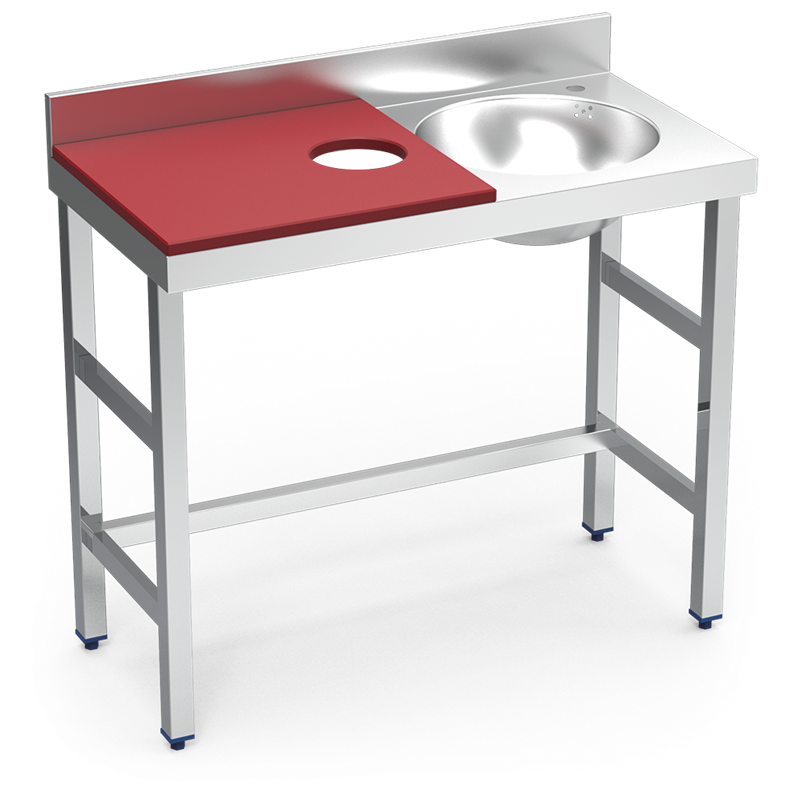 Mesa preparación y lavado fb rj cubeta dcha. 1000x500x850 mm.