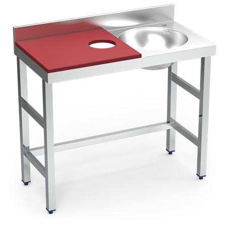 Mesa preparación y lavado fb rj cubeta dcha. 1000x500x850 mm.
