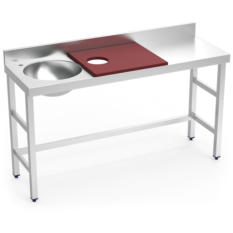 Mesa preparación y lavado fb rj cubeta izda. 1500x500x850 mm.