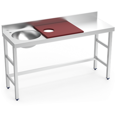 Mesa preparación y lavado fb rj cubeta izda. 1500x500x850 mm.