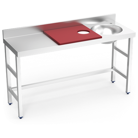 Mesa preparación y lavado fb rj cubeta dcha. 1500x500x850 mm.