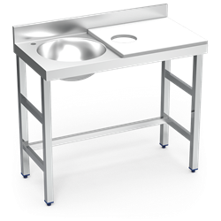 Mesa preparación y lavado fb bl cubeta izda. 1000x500x850