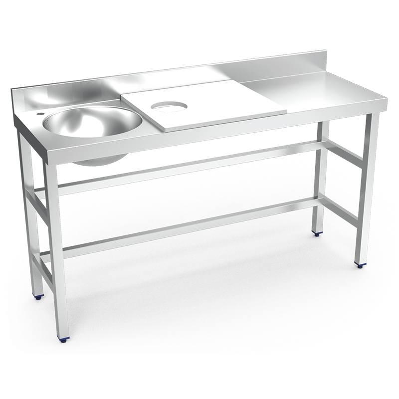 Mesa preparación y lavado fb bl cubeta izda. 1500x500x850