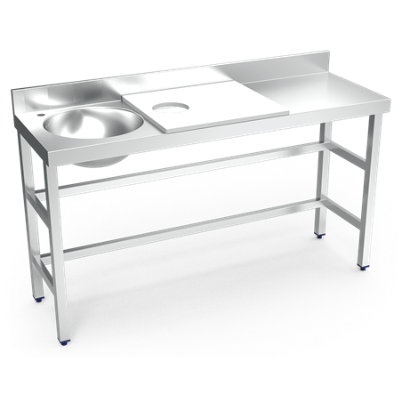 Mesa preparación y lavado fb bl cubeta izda. 1500x500x850