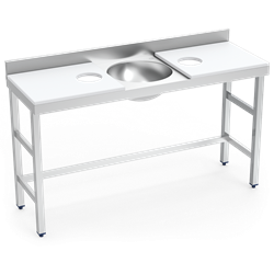 Mesa preparación y lavado doble fb bl 1500x500x850