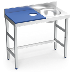 Mesa preparación y lavado fb azul cubeta dcha. 1000x500x850 mm.