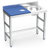 Mesa preparación y lavado fb azul cubeta dcha. 1000x500x850 mm.