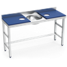 Mesa preparación y lavado doble fb azul 1500x500x850 mm.