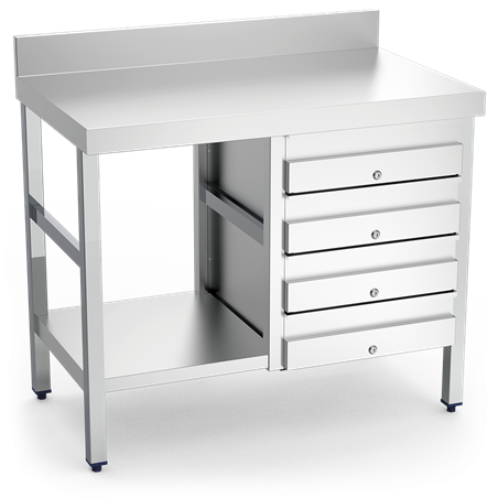 Mesa mural con 4 cajones 1000x600x850 mm.