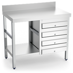 Mesa mural con 4 cajones 1000x700x850 mm.