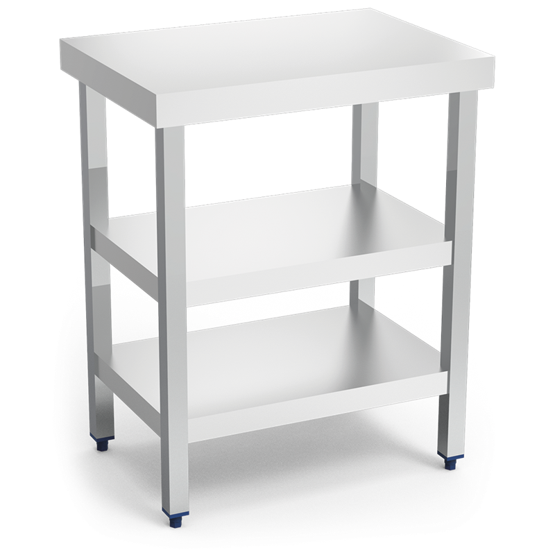 Mesa central c/2 entrepaños 705x505x853 mm. Especial maquinaria.