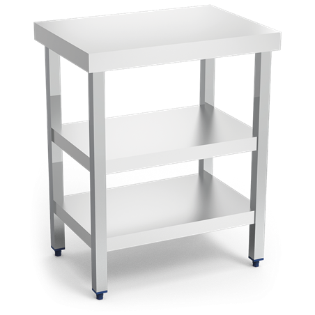 Mesa central c/2 entrepaños 705x505x853 mm. Especial maquinaria.