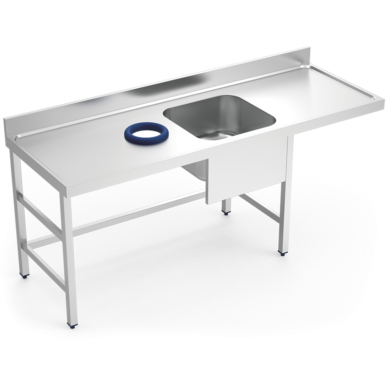 Mesa mural de prelavado s/ent cubeta dcha. 2000x700x850-910 mm.