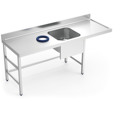 Mesa mural de prelavado s/ent cubeta dcha. 2000x700x850-910 mm.