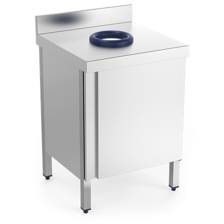 Mesa mural desbarasado c/entrepaño 600x700x850 mm.