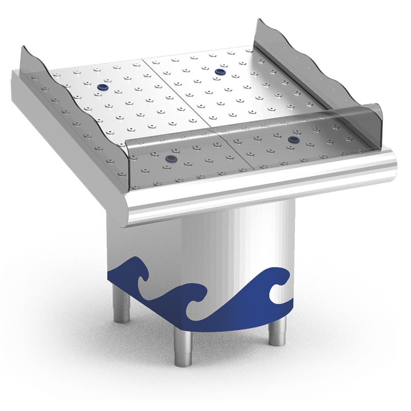 Mostrador de pescadería de 985x950x730/1040 mm.
