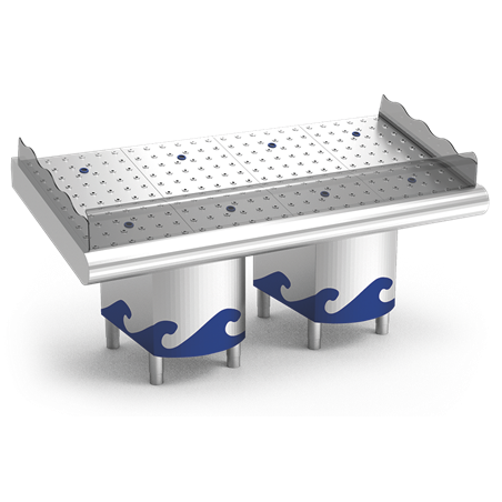 Mostrador de pescadería de 1948x950x730/1040 mm.