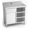 Mueble cafetero de cajón, puerta y 3 entrepaños 1070x600x1040 mm.