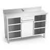 Mueble cafetero de cajón, puerta y 6 entrepaños 1570x600x1040 mm.