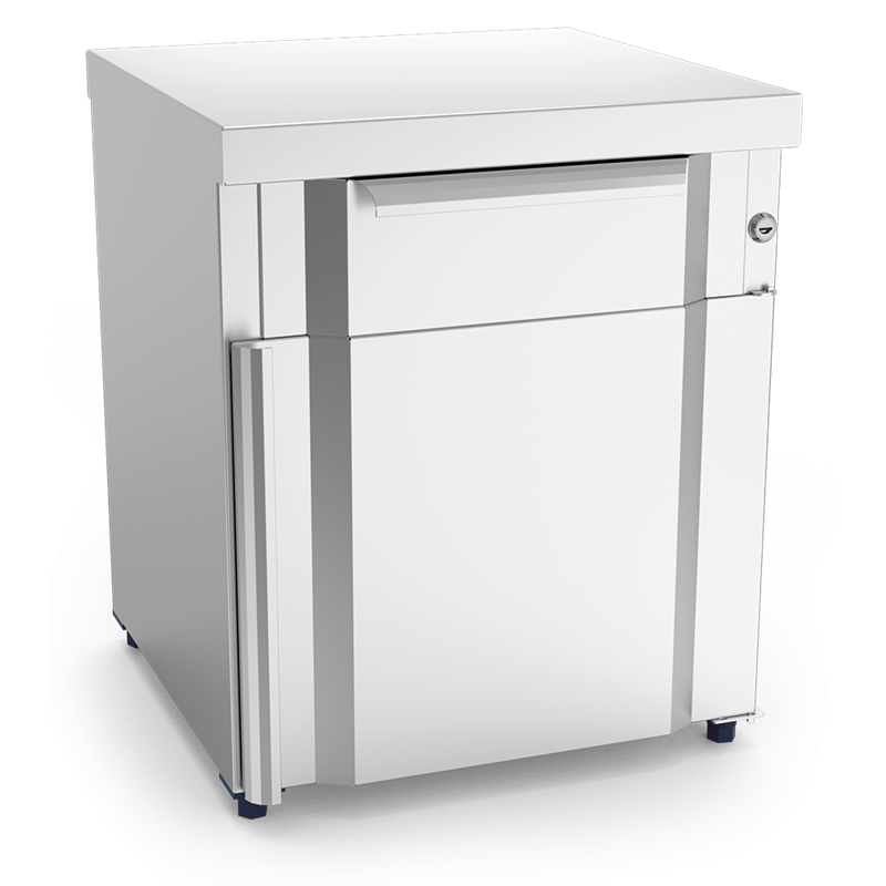 Box modular con cajón, puerta y dos entrepaños 439x430x528 mm.