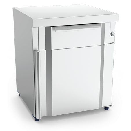 Box modular con cajón, puerta y dos entrepaños 439x430x528 mm.