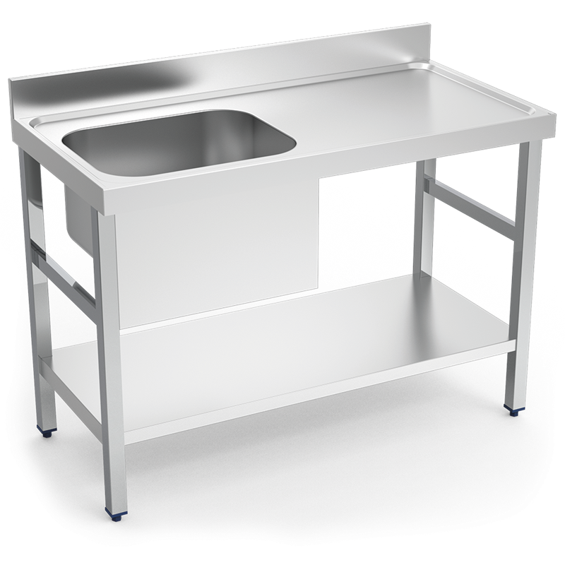 Mesa mural de Chef c/entrep. cubeta izda. 1200x600x850 mm.