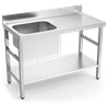 Mesa mural de Chef c/entrep. cubeta izda. 1200x600x850 mm.