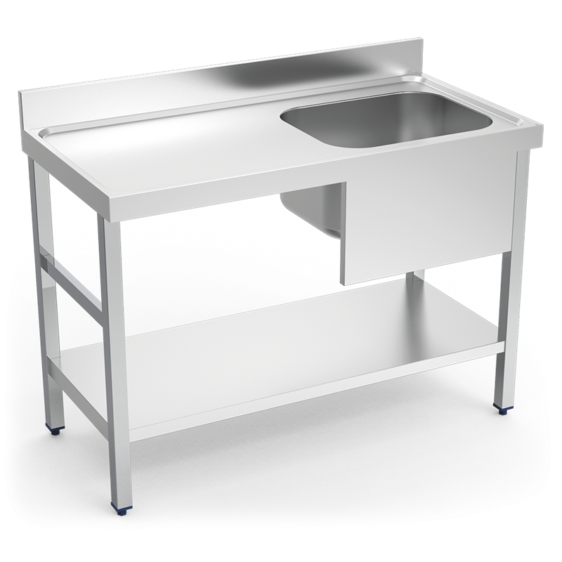 Mesa mural de Chef c/entrep. cubeta dcha. 1200x600x850 mm.