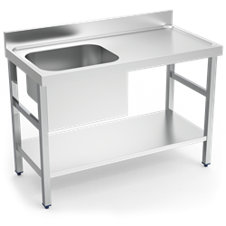Mesa mural de Chef c/entrep. cubeta izda. 1200x700x850 mm.