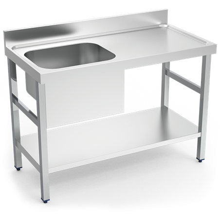 Mesa mural de Chef c/entrep. cubeta izda. 1200x700x850 mm.