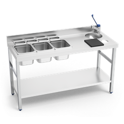 Mesa mural c/entrepaño especial barman 1500x600x850 mm.