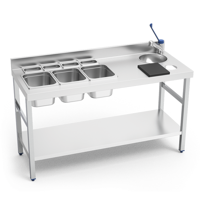 Mesa mural c/entrepaño especial barman 1500x600x850 mm.