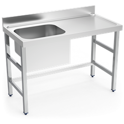 Mesa mural de Chef s/entrep. cubeta izda. 1200x700x850 mm.