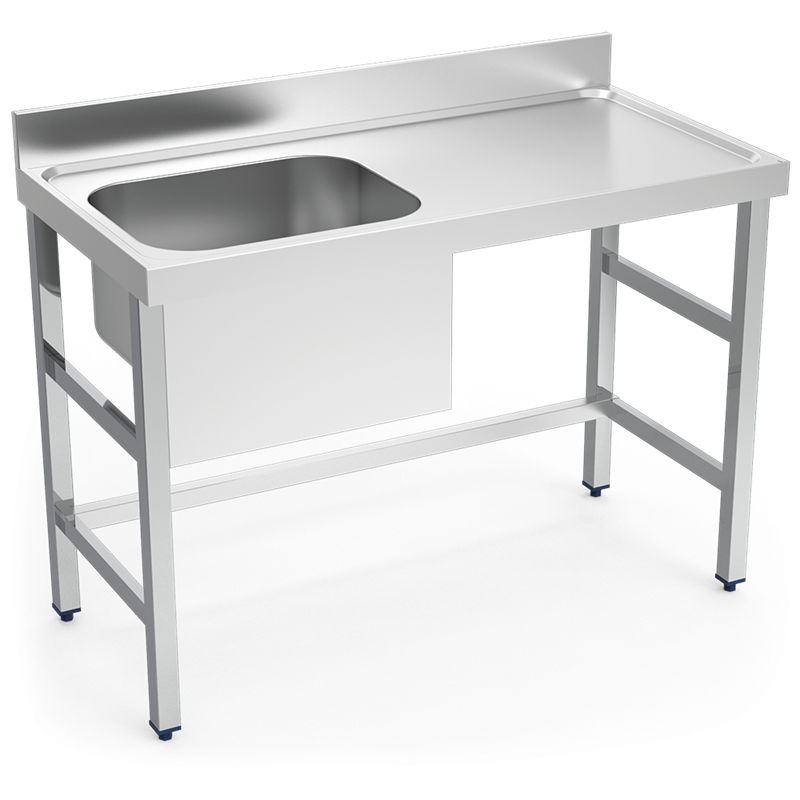 Mesa mural de Chef s/entrep. cubeta izda. 1200x700x850 mm.