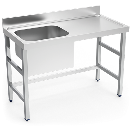 Mesa mural de Chef s/entrep. cubeta izda. 1200x700x850 mm.