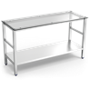 Mesa central inox con encimera de cristal translúcido 1000x600x860 mm
