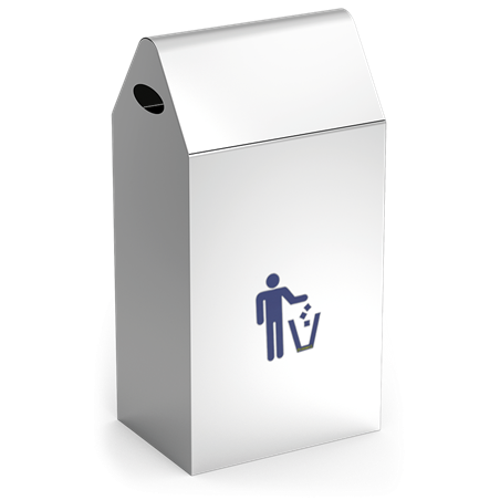 Papelera basculante en acero inox. 350x250x680 mm.