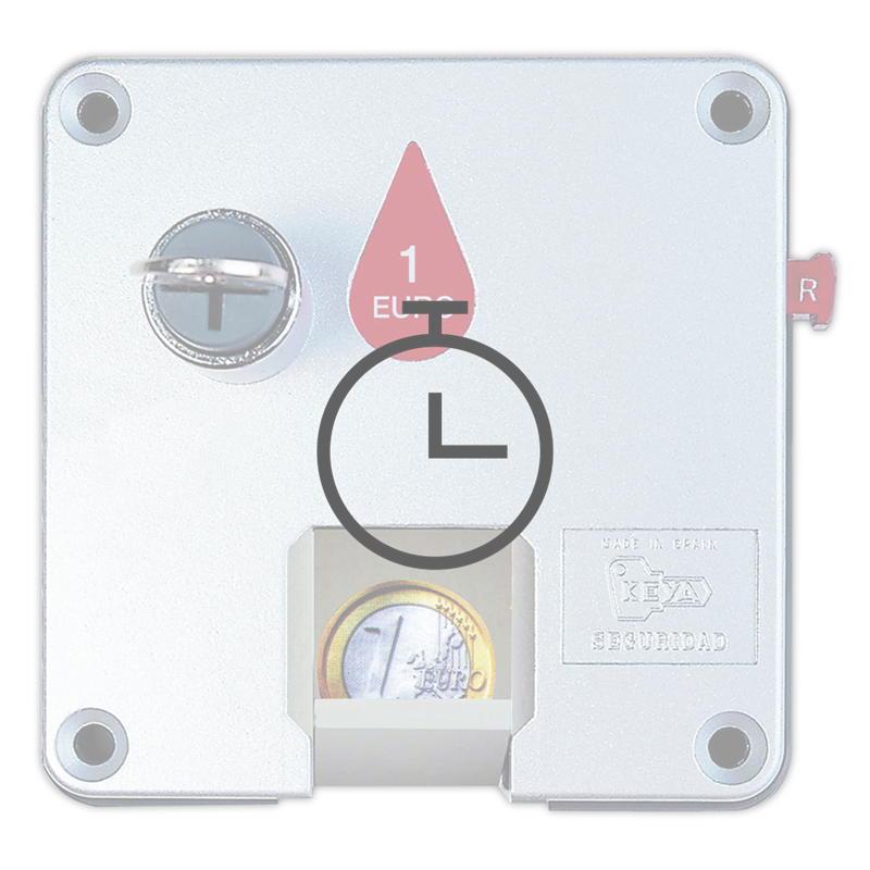 Montaje de cerradura para moneda en puerta de taquilla