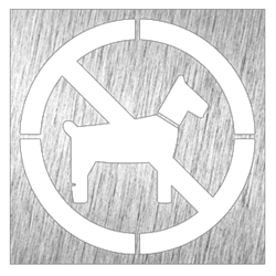 Pictograma inoxidable "Prohibido animales" 120x120x1.5 mm