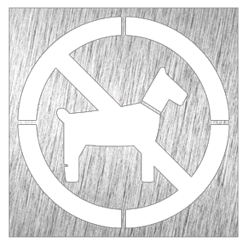 Pictograma inoxidable "Prohibido animales" 120x120x1.5 mm