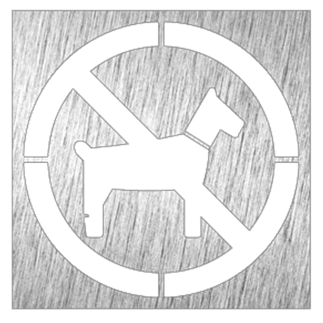 Pictograma inoxidable "Prohibido animales" 120x120x1.5 mm