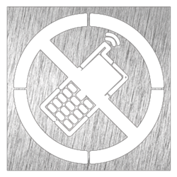 Pictograma inoxidable "Prohibido teléfono móvil" 120x120x1.5 mm