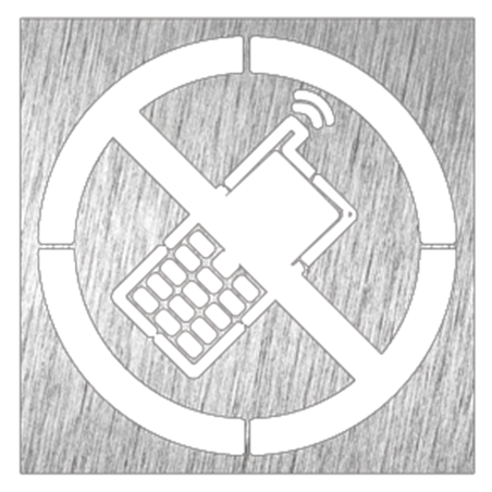 Pictograma inoxidable "Prohibido teléfono móvil" 120x120x1.5 mm